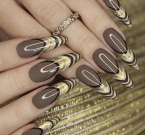 Creative French manicure beige brown nail polish colors