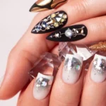 Two different manicures black white